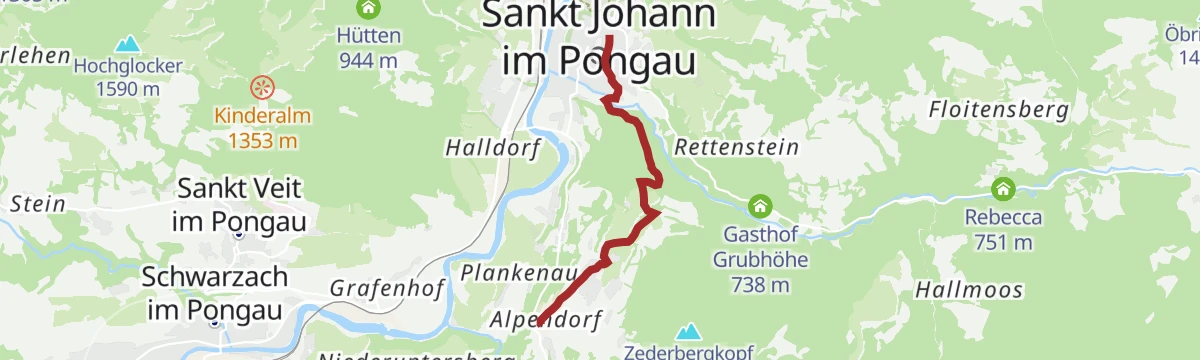 Route map: Stadtzentrum - Alpendorf (über Ötzmoos)